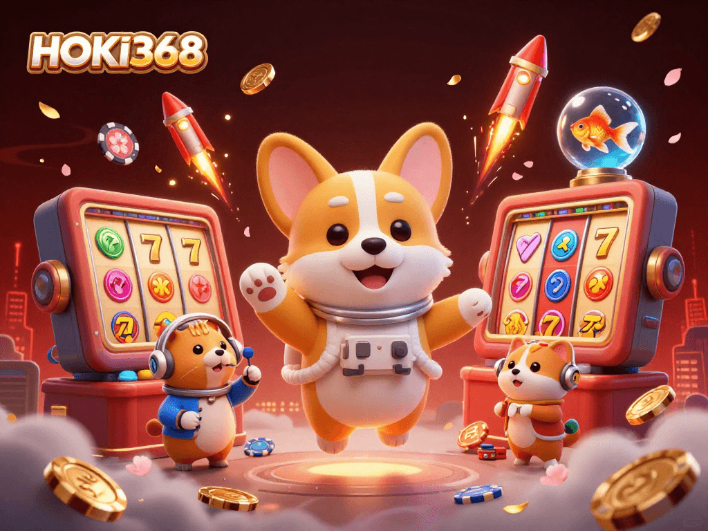 Experience the thrill of HOKI368 with floating slot reels and a cosmic gambling adventure.