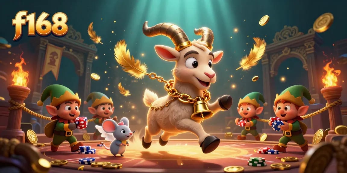 Engage with f168's thrilling gaming atmosphere as Krampus entertains amidst playful mischief.