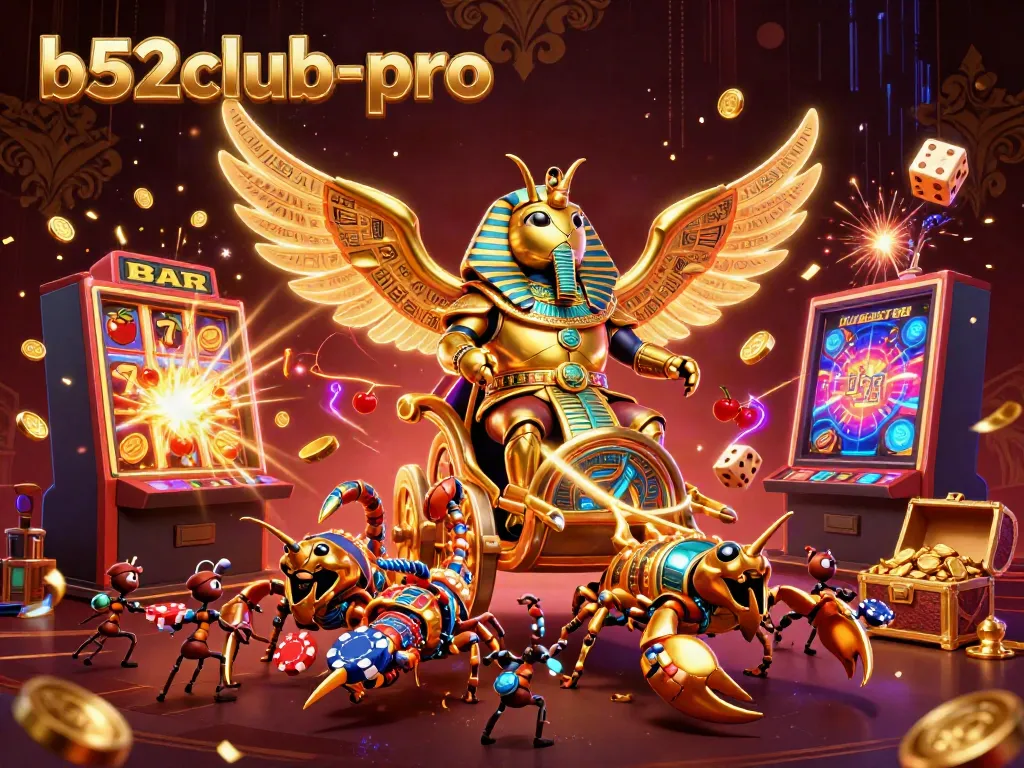 Engage with thrilling adventures at b52club-pro, featuring dynamic casino elements and golden characters.