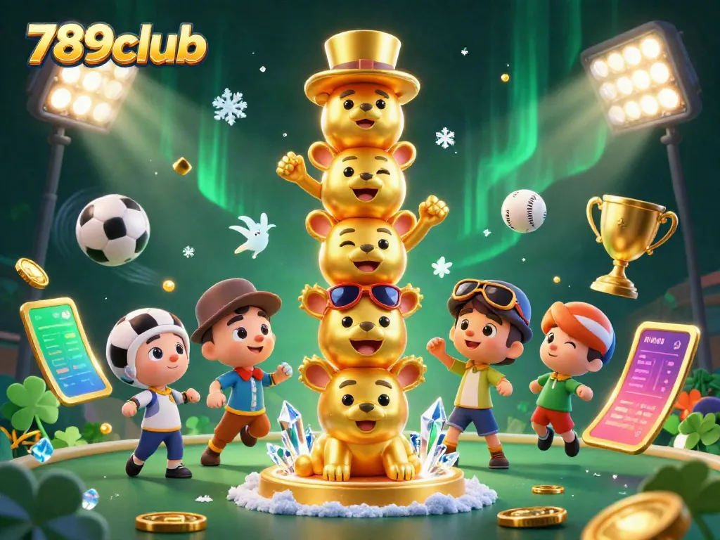 Engage with thrilling games at 789club, featuring vibrant animated casino elements in a dynamic 3D scene.