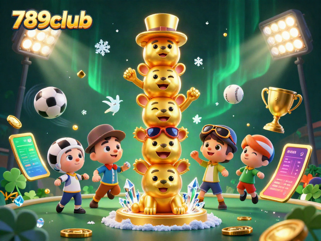 Engage with thrilling games at 789club, featuring vibrant animated casino elements in a dynamic 3D scene.