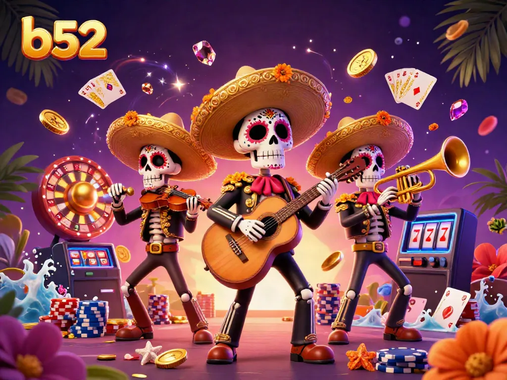 Engage with exciting b52 gaming moments featuring vibrant mariachi band in a lavish casino atmosphere.