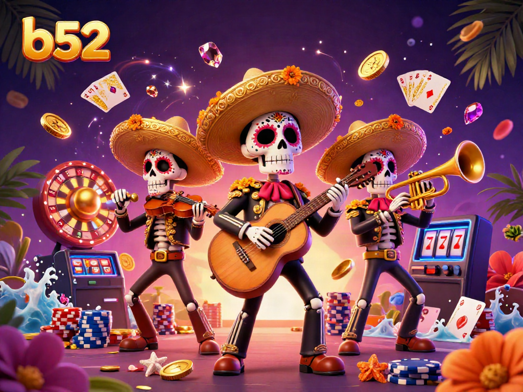 Engage with exciting b52 gaming moments featuring vibrant mariachi band in a lavish casino atmosphere.