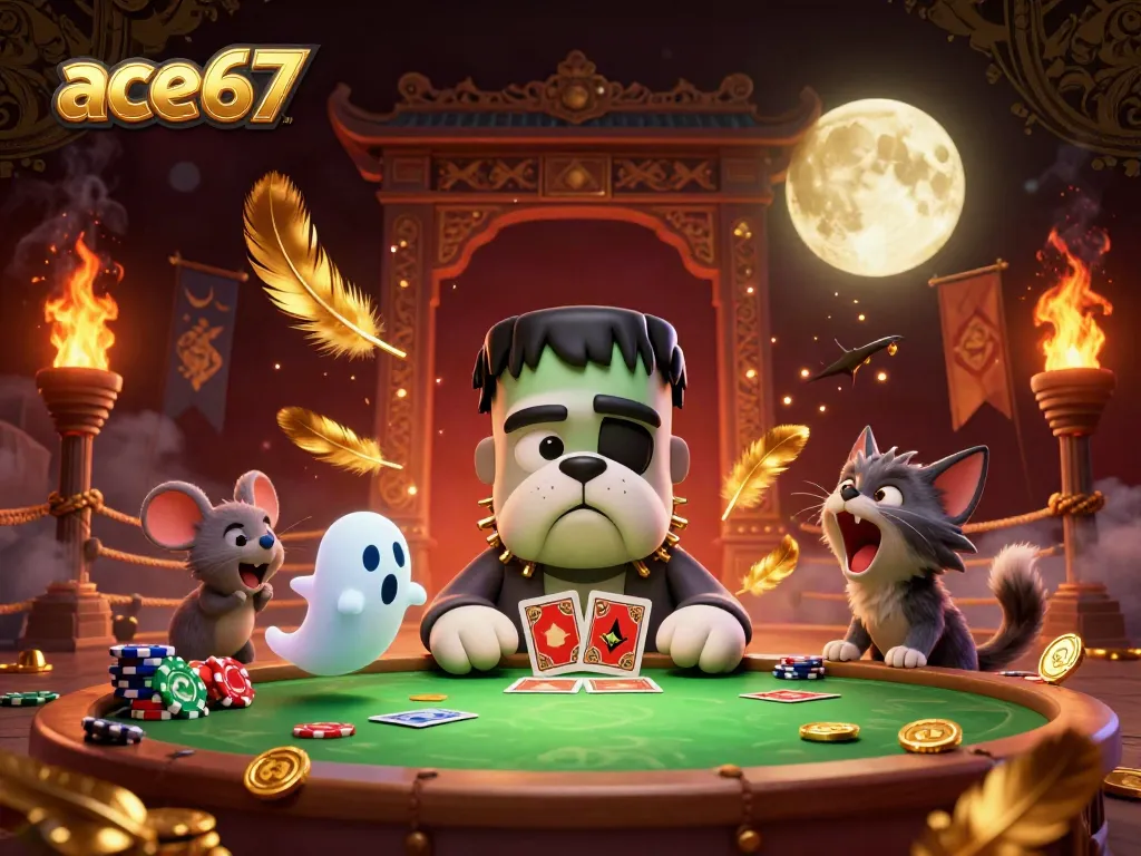 Experience thrilling gameplay with ace67's lively characters and captivating atmosphere in this stunning casino illustration.