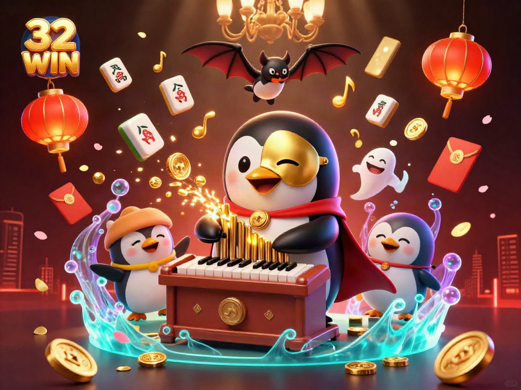 Experience vibrant casino adventure with 32 WIN in this dynamic 3D artwork.