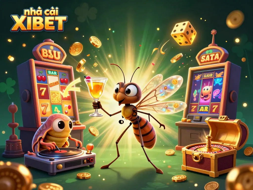 Experience the excitement at nhà cái XIBET with a vibrant casino scene featuring dynamic characters and thrilling game elements.