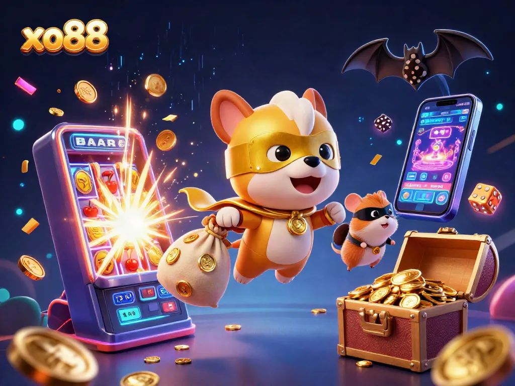 Experience thrilling gaming with xo88, featuring vibrant characters and dynamic casino elements.