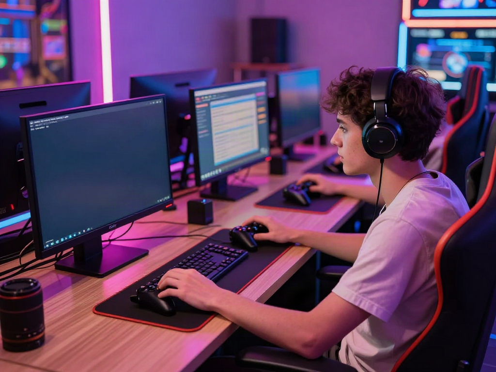 SAPPORO88 link displayed in a vibrant gaming setup, depicting an enthusiastic player at a computer.