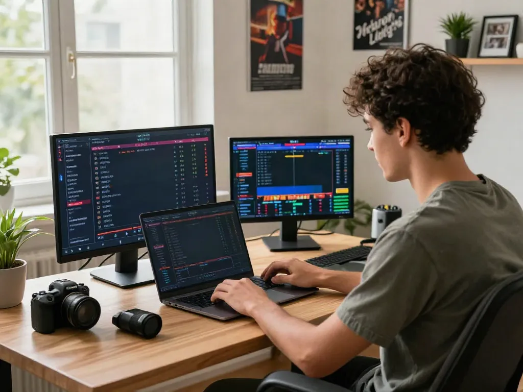 man 88 engaged in exciting online betting in a cozy home office