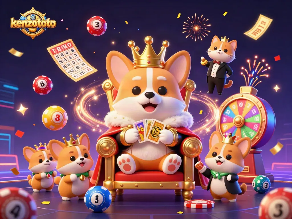 Engage with kenzototo and celebrate winning moments amid vibrant casino elements in an energetic scene.