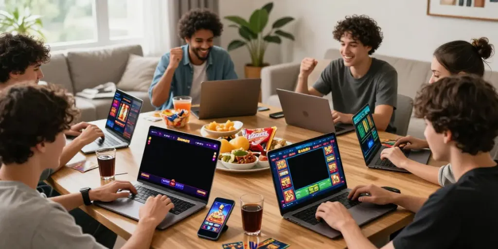 Players enjoying a thrilling sun win gaming session, celebrating victories on Sunwin platform.