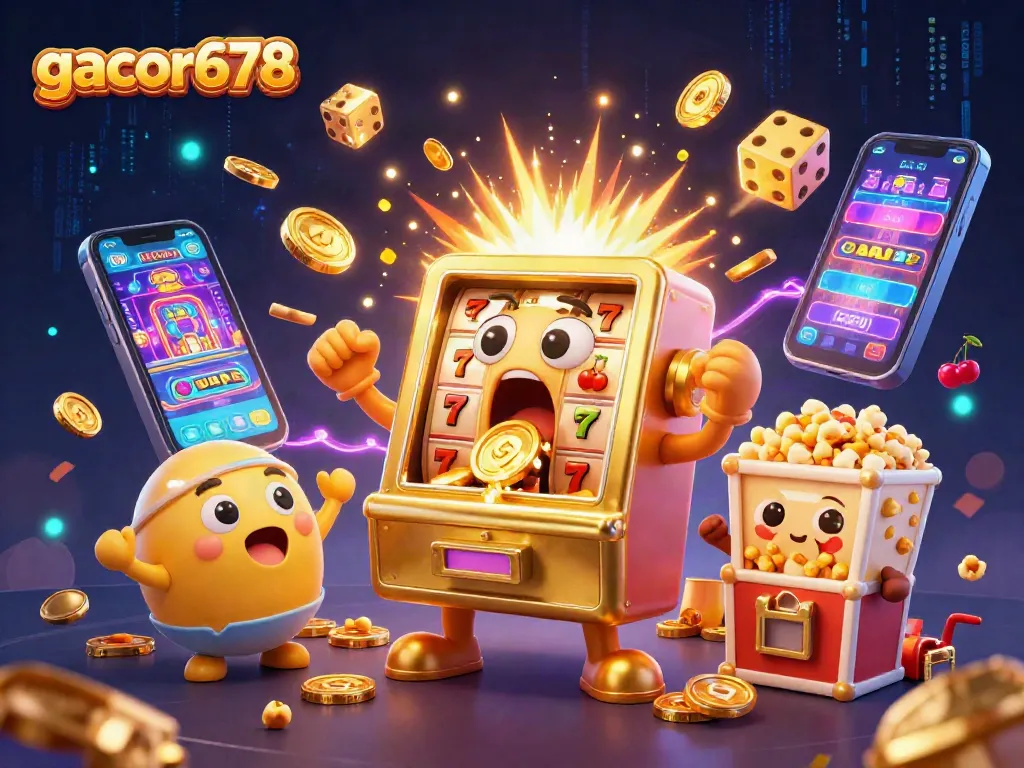 Experience gacor678 as golden slot machines celebrate big wins with colorful casino elements.