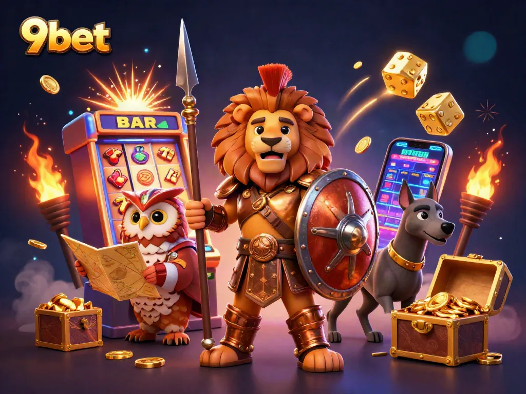 Experience thrilling jackpots at 9bet with our dynamic casino scene filled with vibrant symbols.