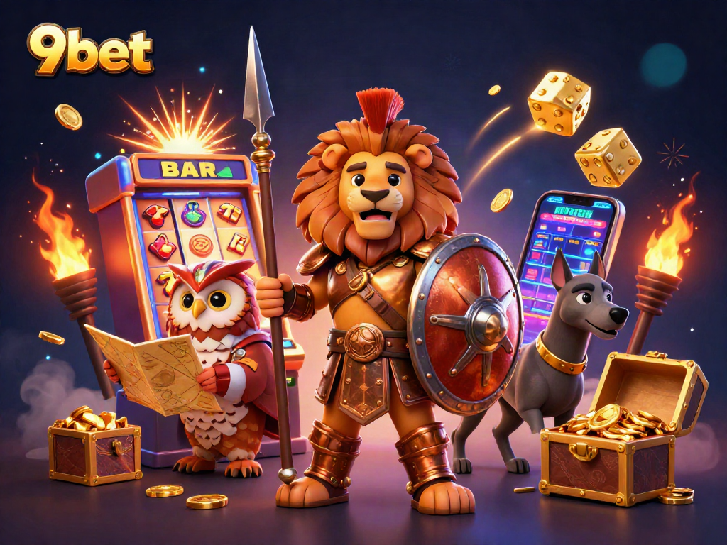 Experience thrilling jackpots at 9bet with our dynamic casino scene filled with vibrant symbols.