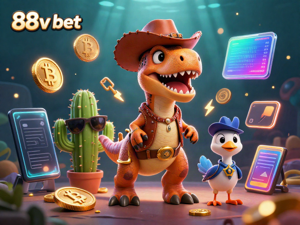 Players explore exciting gaming adventures with 88v bet in a vibrant 3D casino scene.